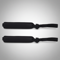 Black padel racquet anti-fall wrist safety straps on grey studio background